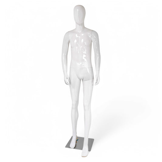 Male Plastic Display Egg Head Mannequin – White 190cm
