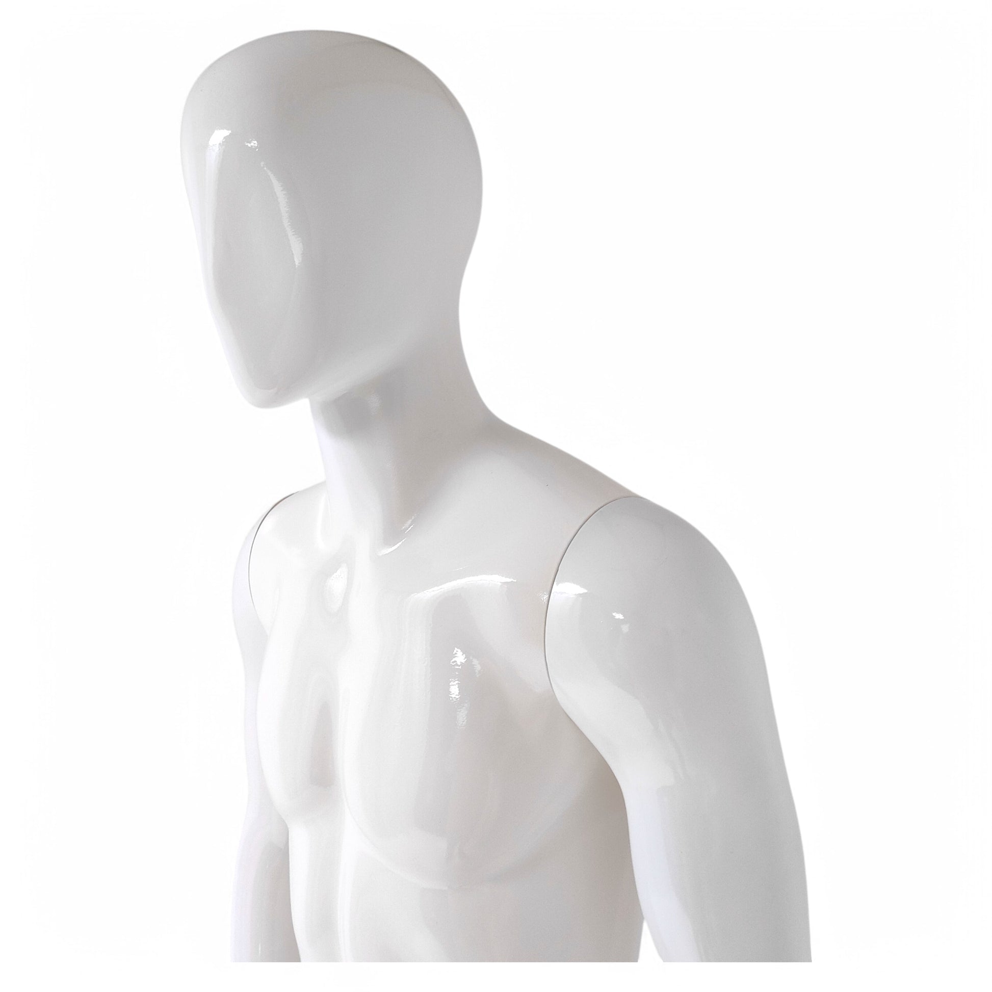 Male Plastic Display Egg Head Mannequin – White 190cm