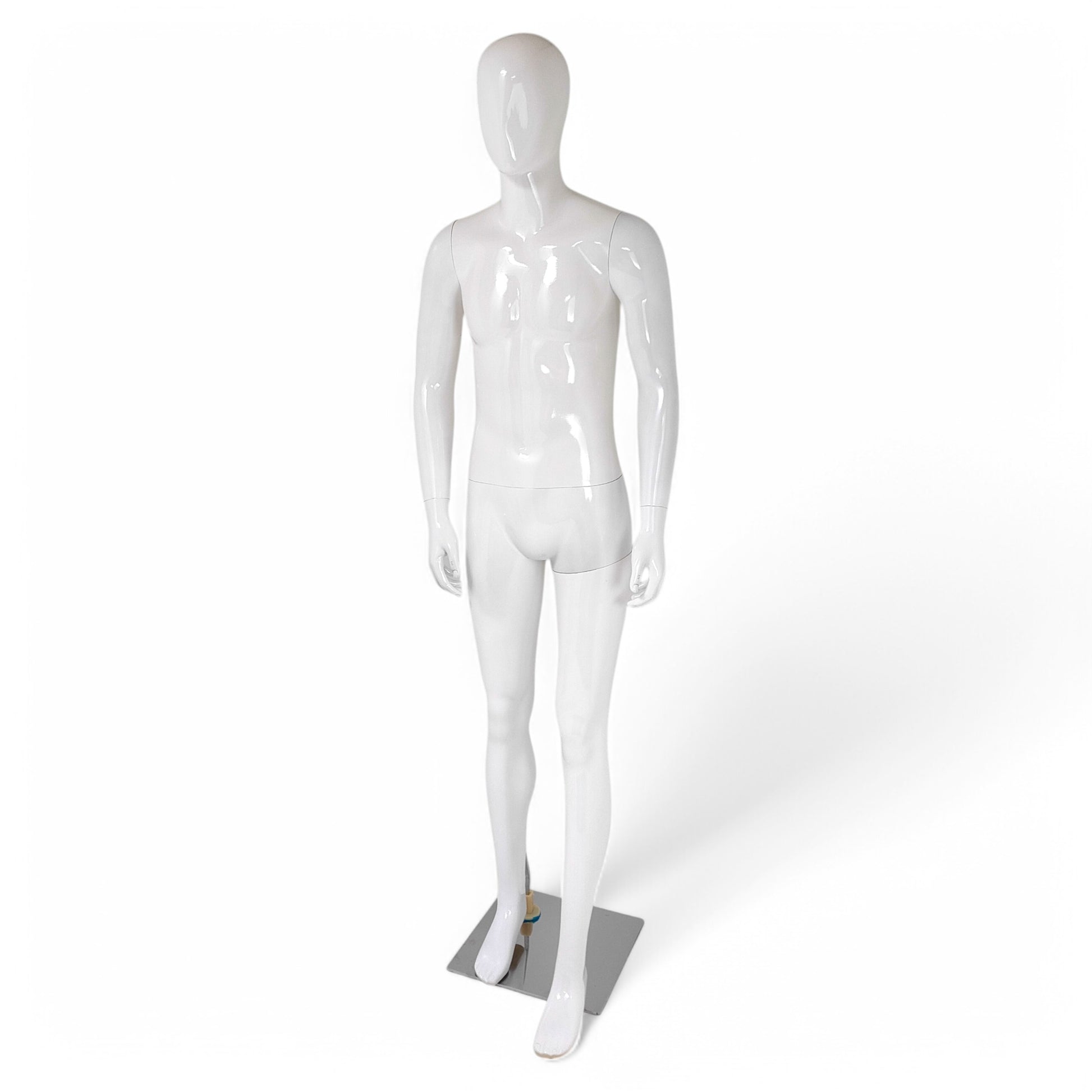 Male Plastic Display Egg Head Mannequin – White 190cm