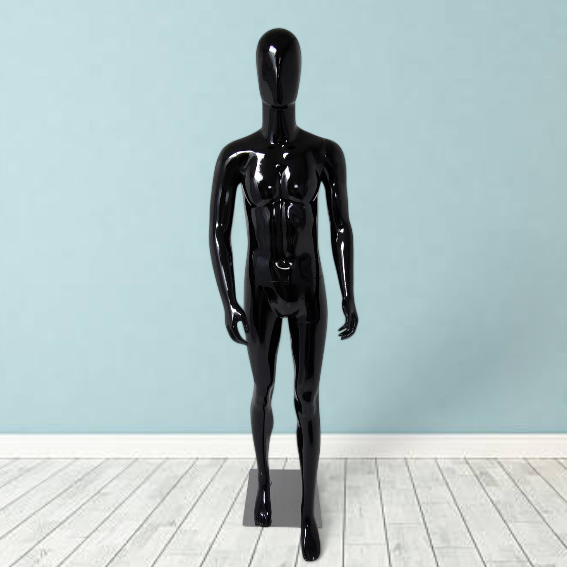 Male Plastic Display Egg Head Mannequin – Black 190cm