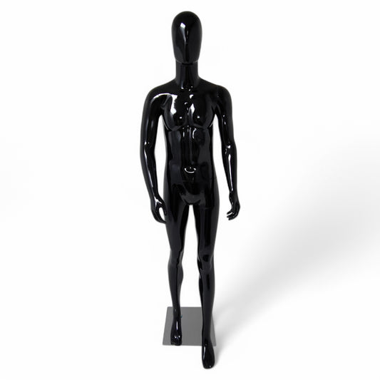 Male Plastic Display Egg Head Mannequin – Black 190cm