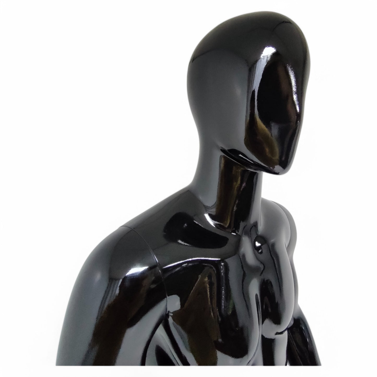 Male Plastic Display Egg Head Mannequin – Black 190cm
