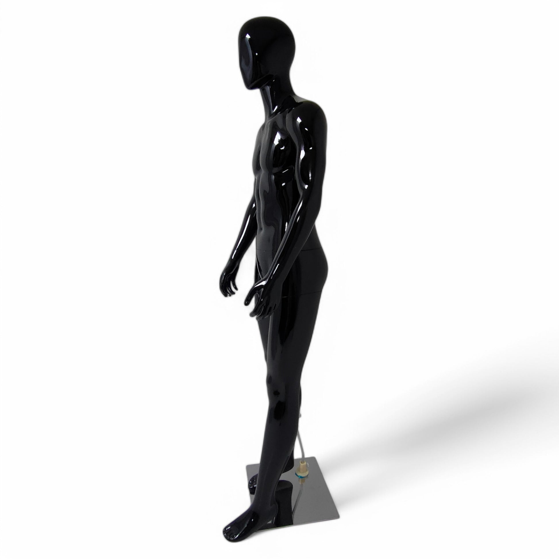 Male Plastic Display Egg Head Mannequin – Black 190cm