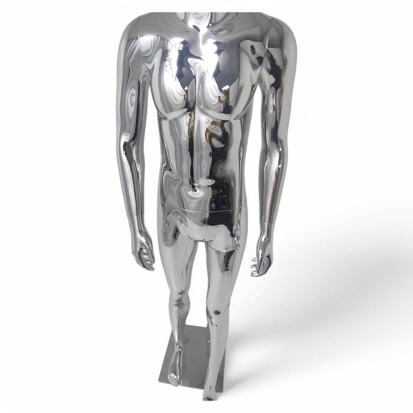 Male Plastic Display Egg Head Mannequin – Chrome 190cm