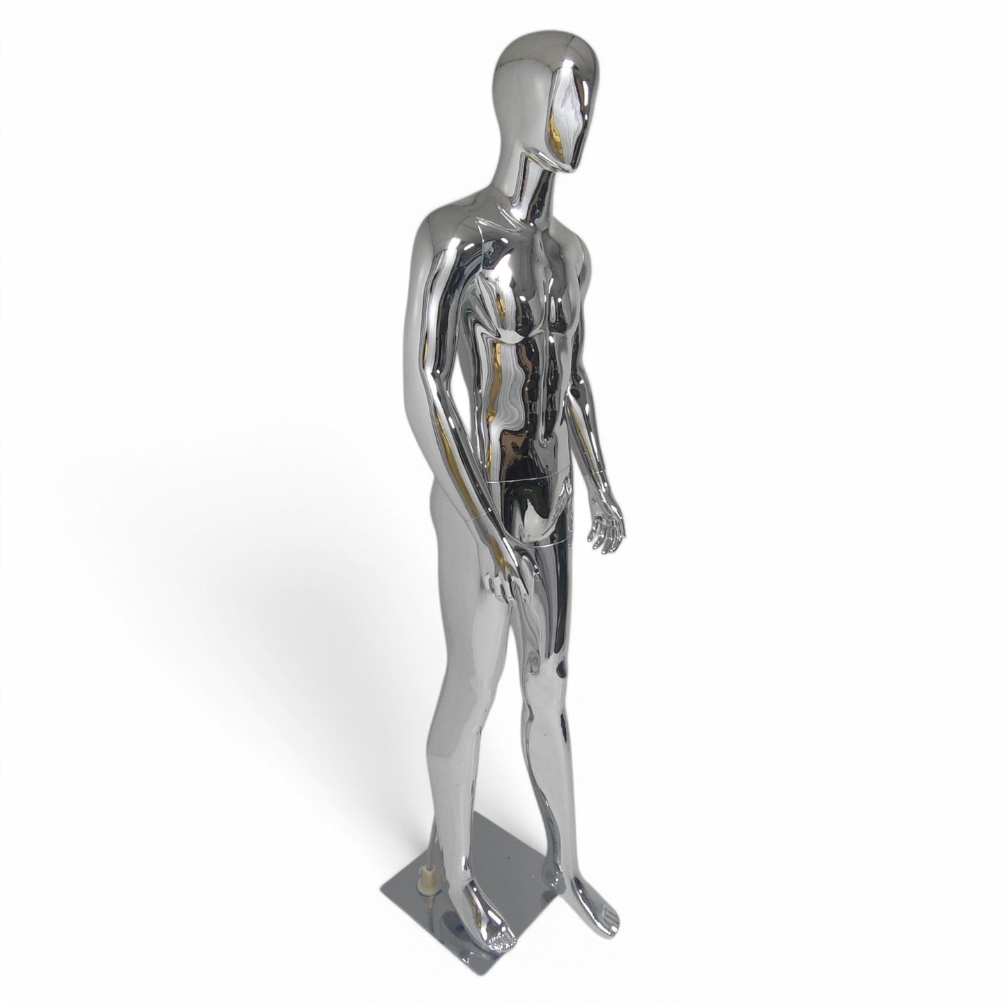 Male Plastic Display Egg Head Mannequin – Chrome 190cm