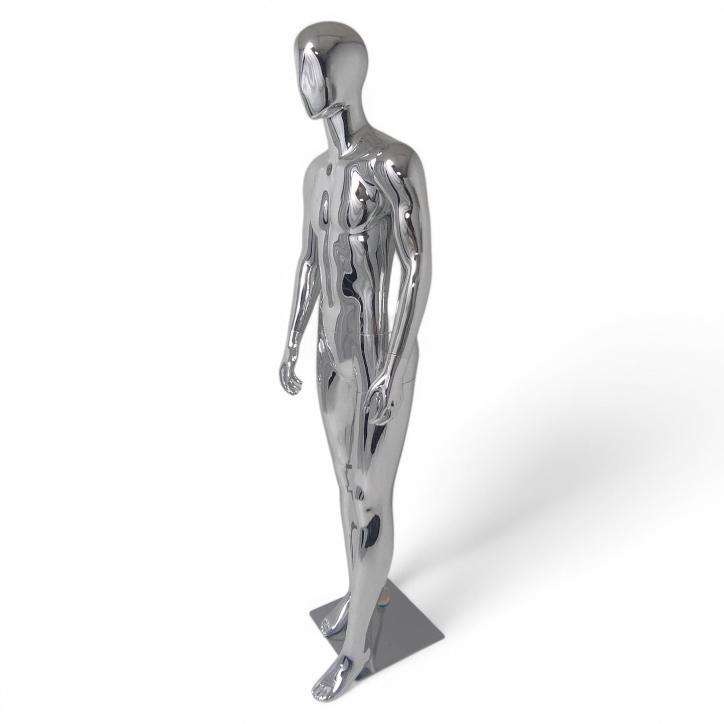 Male Plastic Display Egg Head Mannequin – Chrome 190cm