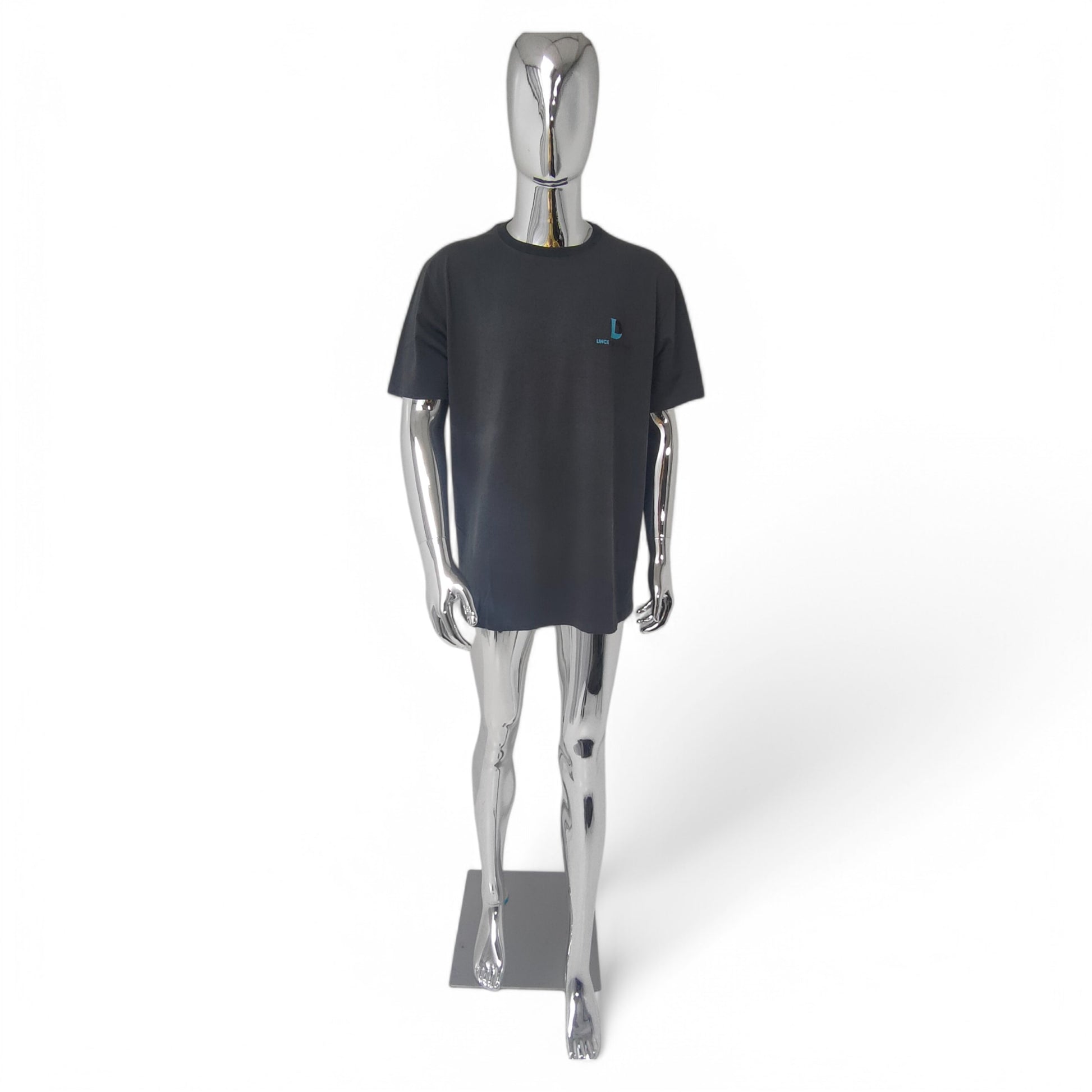 Male Plastic Display Egg Head Mannequin – Chrome 190cm