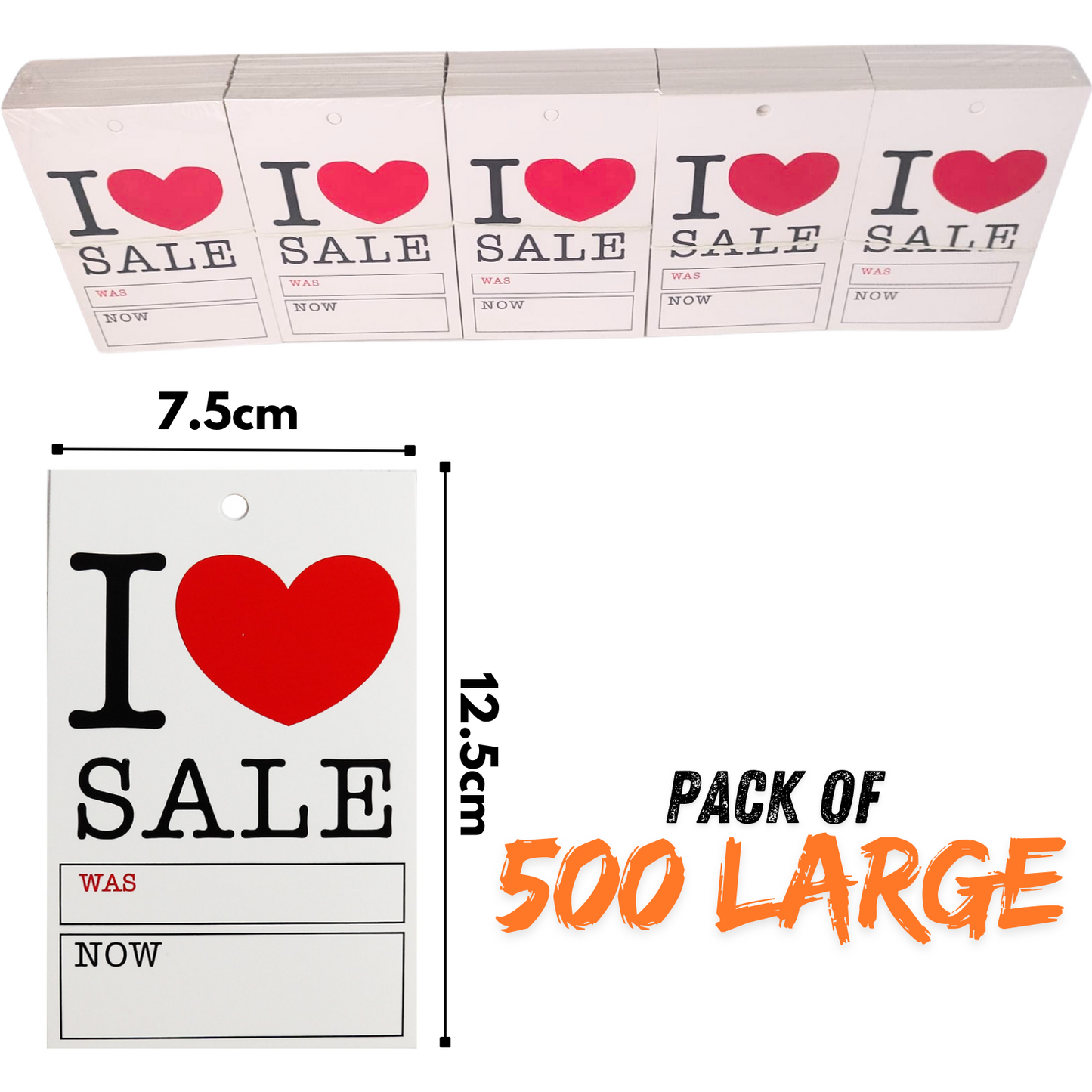 I love Sale Sale Cards Tagging Gun Swing Sale Was Now Ticket Large Size Pack 500