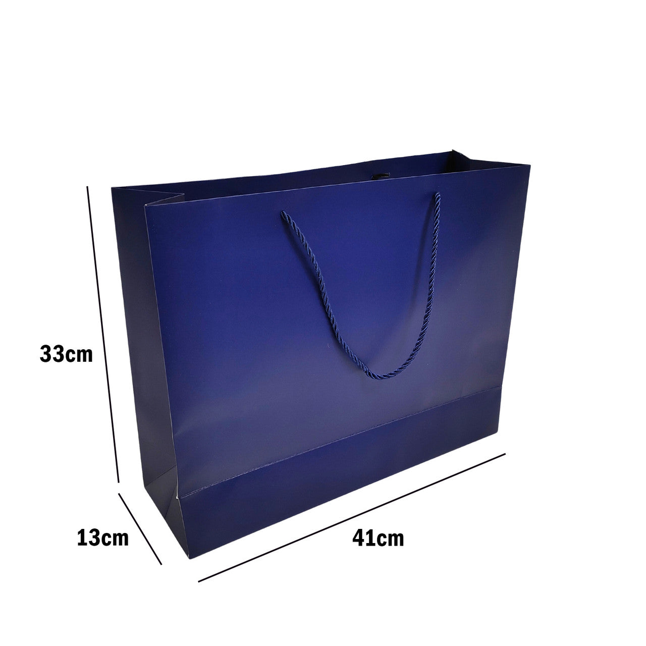 Blue Paper Carrier Bags with Rope Handles – Various Sizes and Matt Finishes