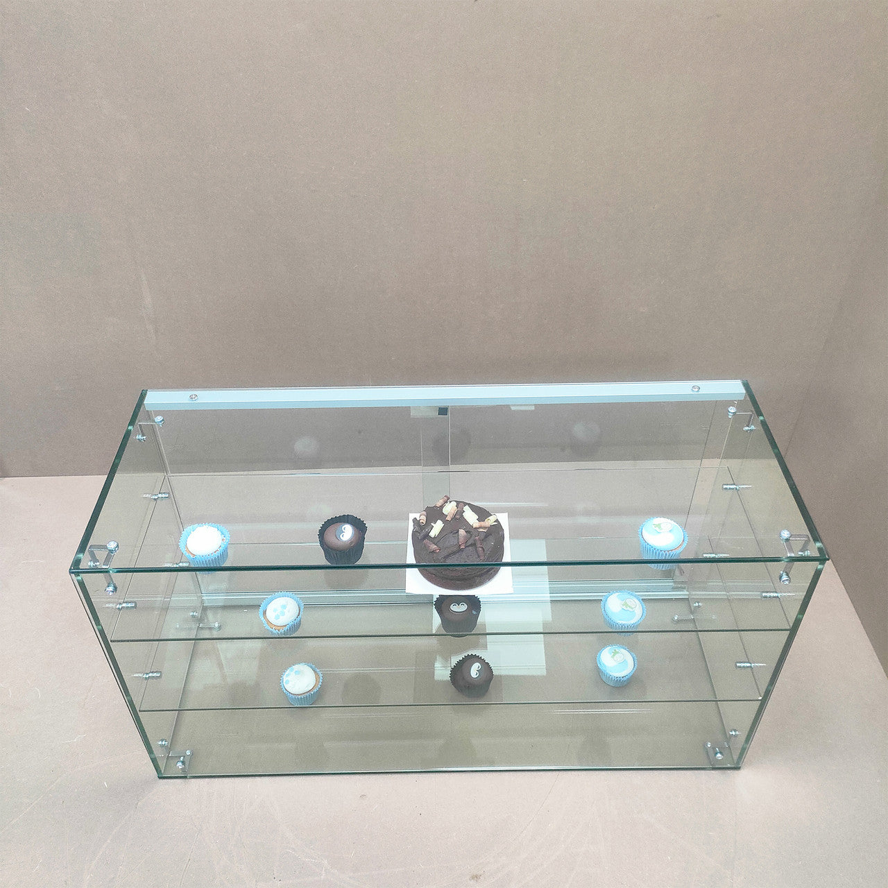 3 Tier Heavy Duty Countertop Ambient Glass Sweet Food Display Cabinet Case