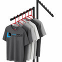 Heavy Duty 2-Way Sloping Arm Clothing Rail – Adjustable Black Retail Display Stand  with Castors & Brakes