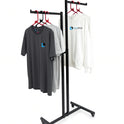 Heavy Duty 2-Way Straight Arm Clothing Rail – Adjustable Black Retail Display Stand  with Castors & Brakes