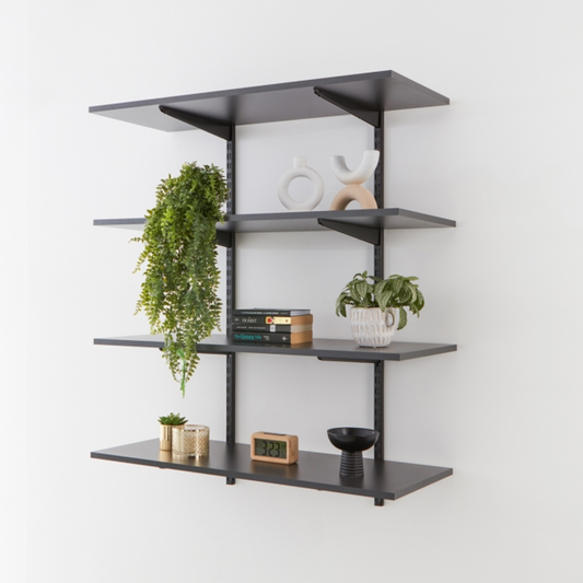 Black MDF Twin Slot Shelving Set