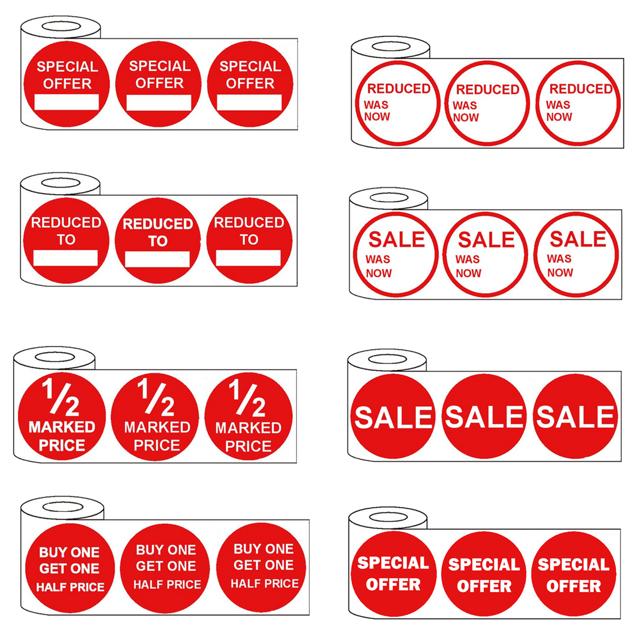 500x45mm Red Self-Adhesive Promotional Price Labels for Retail - Multi Listing