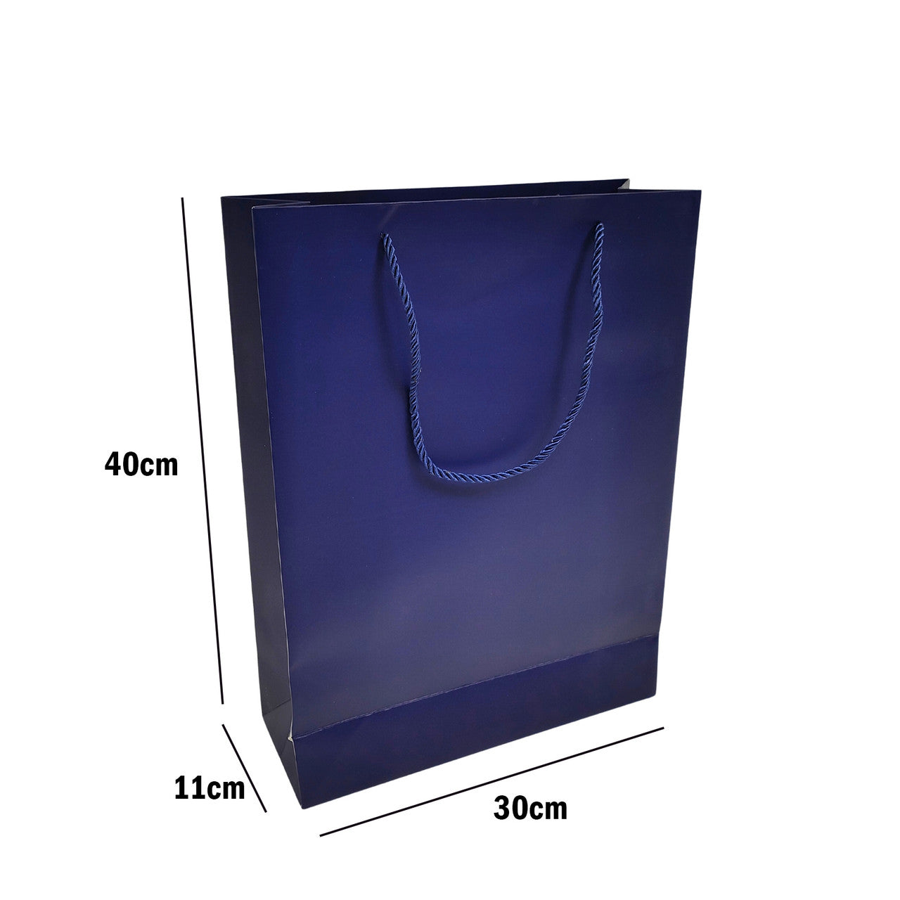 Blue Paper Carrier Bags with Rope Handles – Various Sizes and Matt Finishes