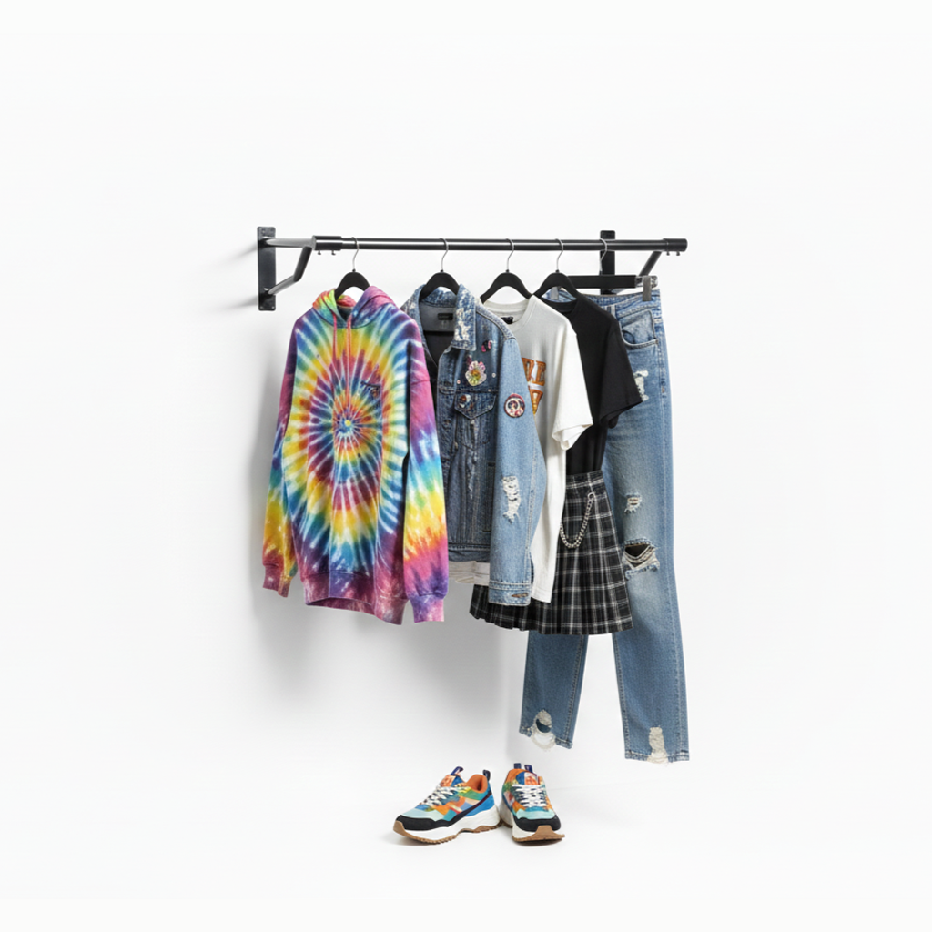 Gloss Black Wall-Mounted Clothes Rail – Sleek Heavy-Duty Steel Hanging Bar for Home & Retail Use
