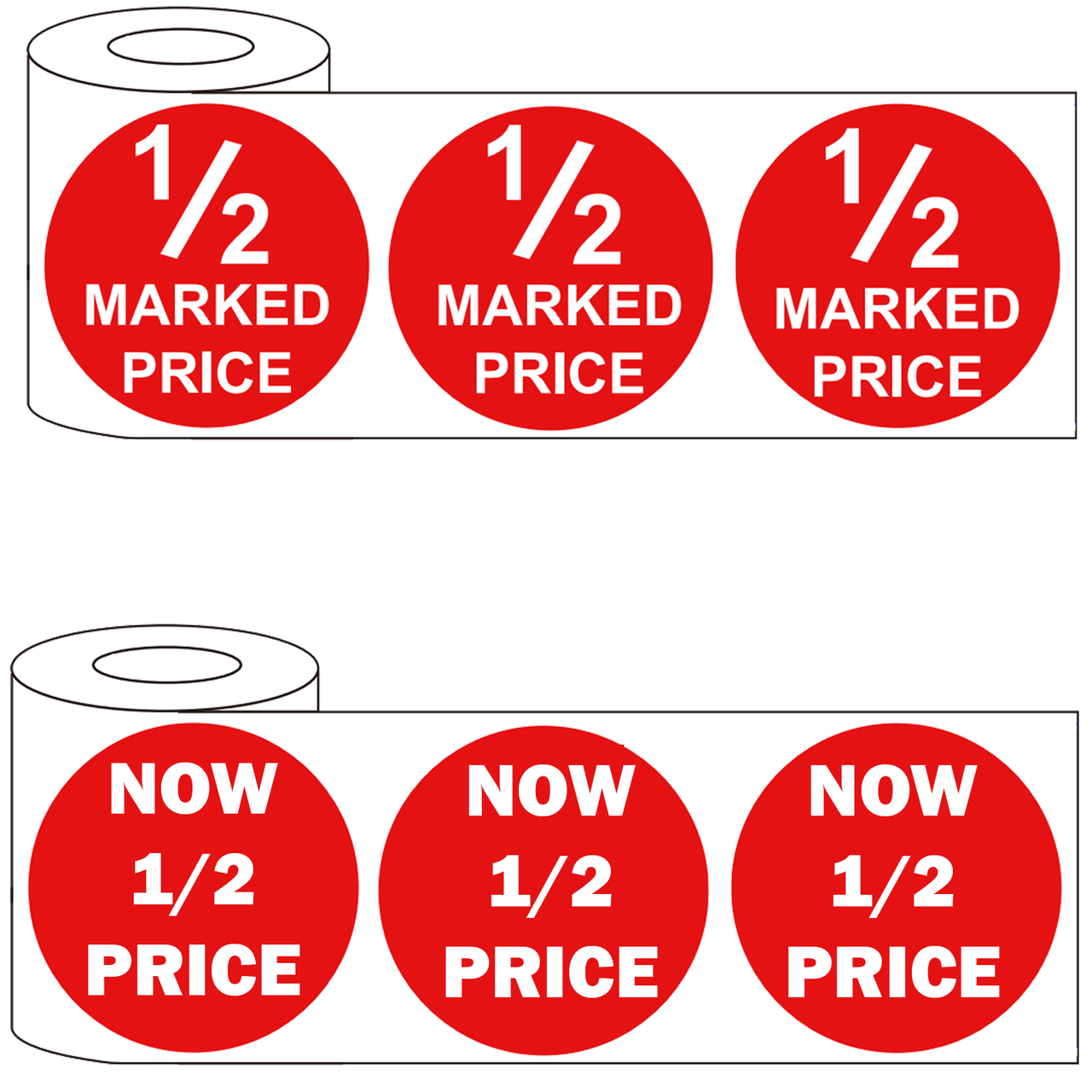 500x 45mm Round Adhesive Now 1/2 Price & 1/2 Marked Price Promotional Stickers