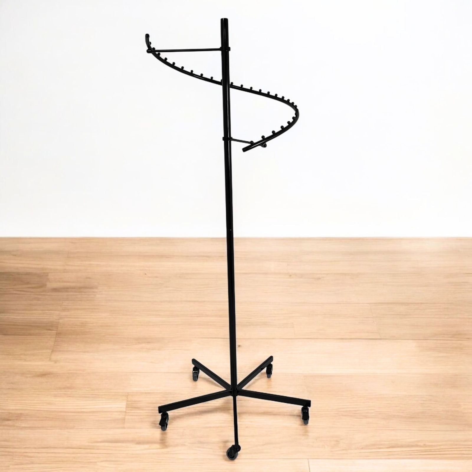 Black Spiral Clothes Rail Display Stand with Castors