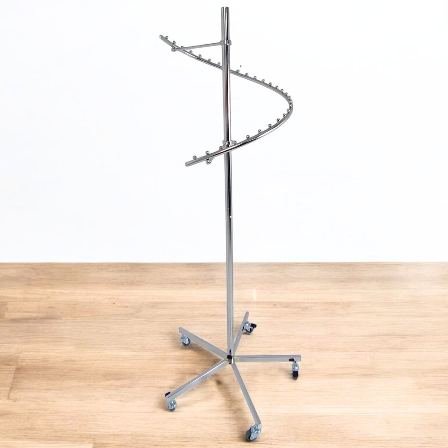 Chrome Spiral Clothes Rail Display Stand with Castors