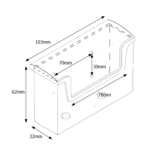Outdoor Business  Card Holder Wall Mounted with dimensions