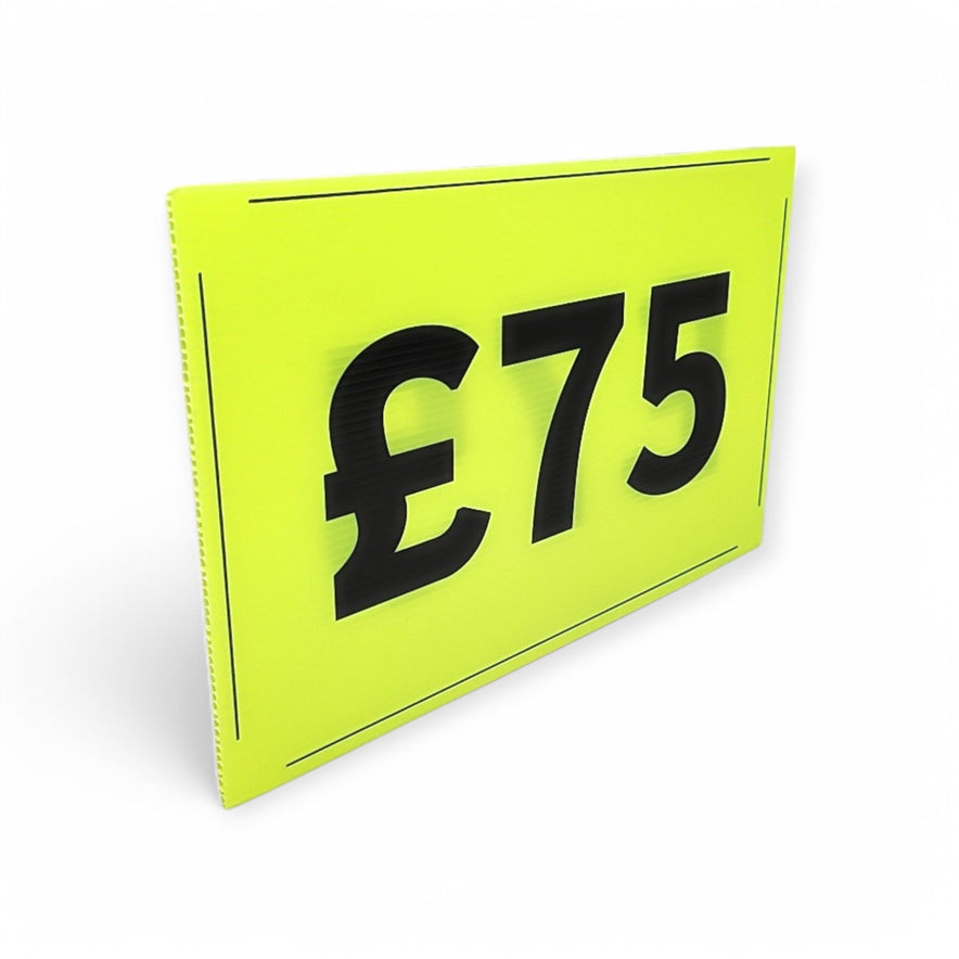 Black & Green Correx Market Price Sale Card Signs – Double-Sided Waterproof Display Boards
