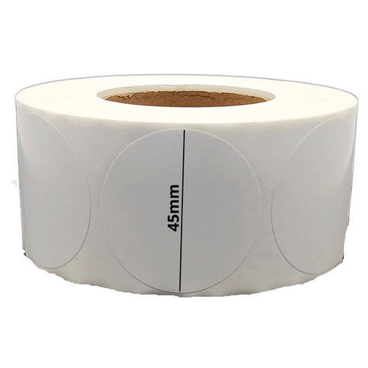 500x Round White Self-Adhesive Retail Labels - 45mm