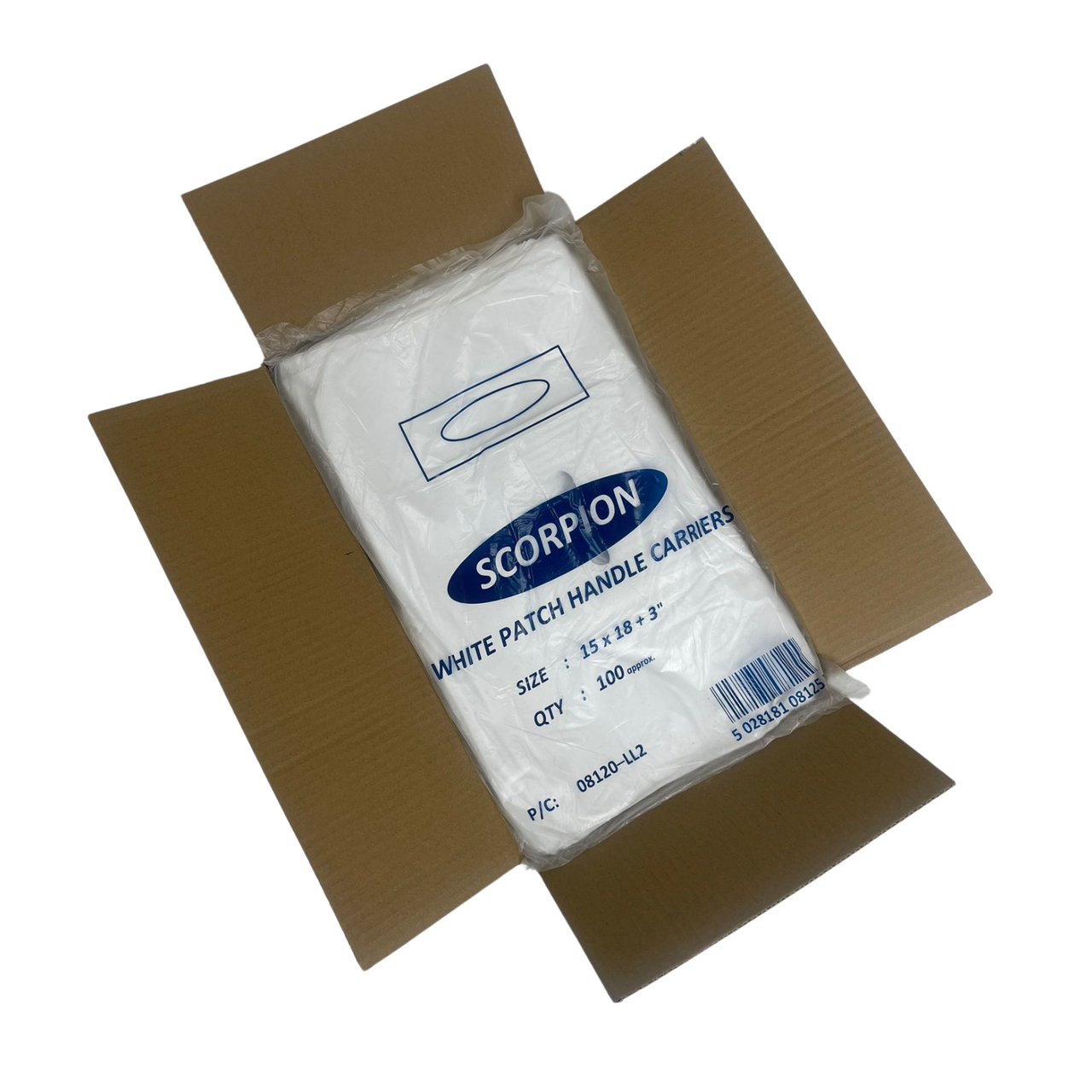 Our 15" x 18" Strong White Patch Handle Plastic Carrier Bag combines durability and elegance, with reinforced handles for easy carrying. Perfect for any retail setting, it ensures a secure and stylish transport of your products.