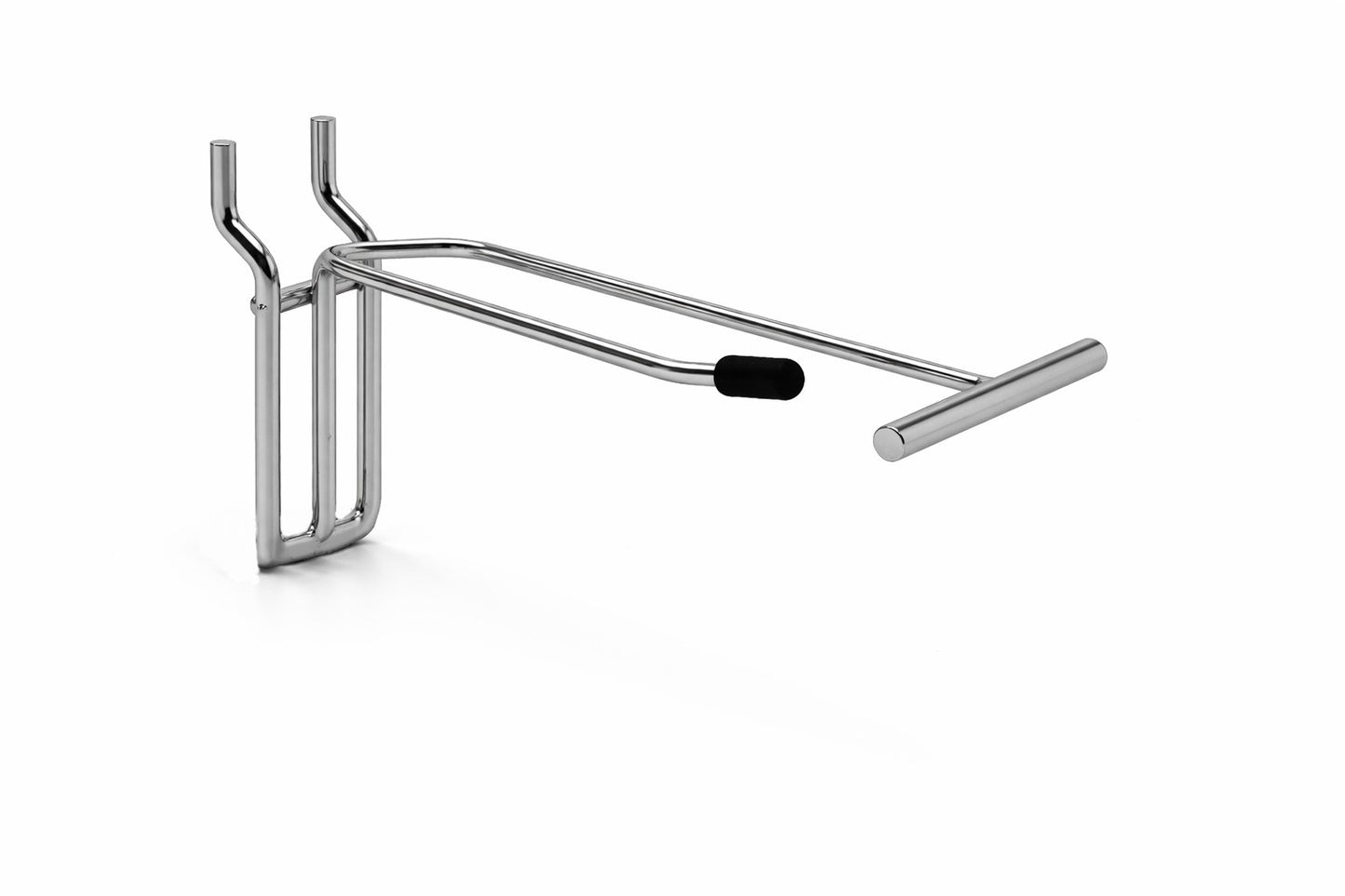 Heavy Duty Chrome Single Prong Pegboard Hook with Overhead Arm for Price Holder