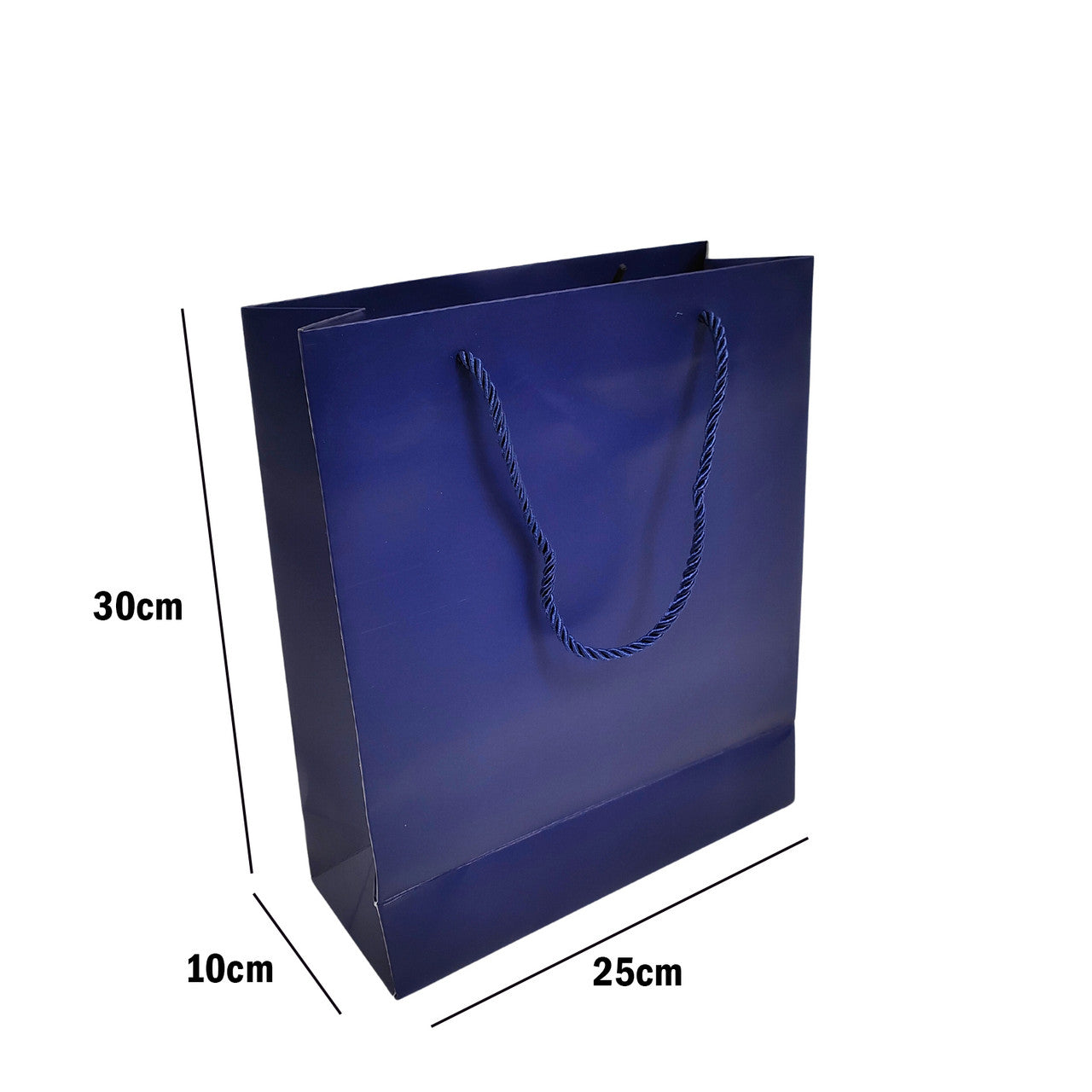 Blue Paper Carrier Bags with Rope Handles – Various Sizes and Matt Finishes