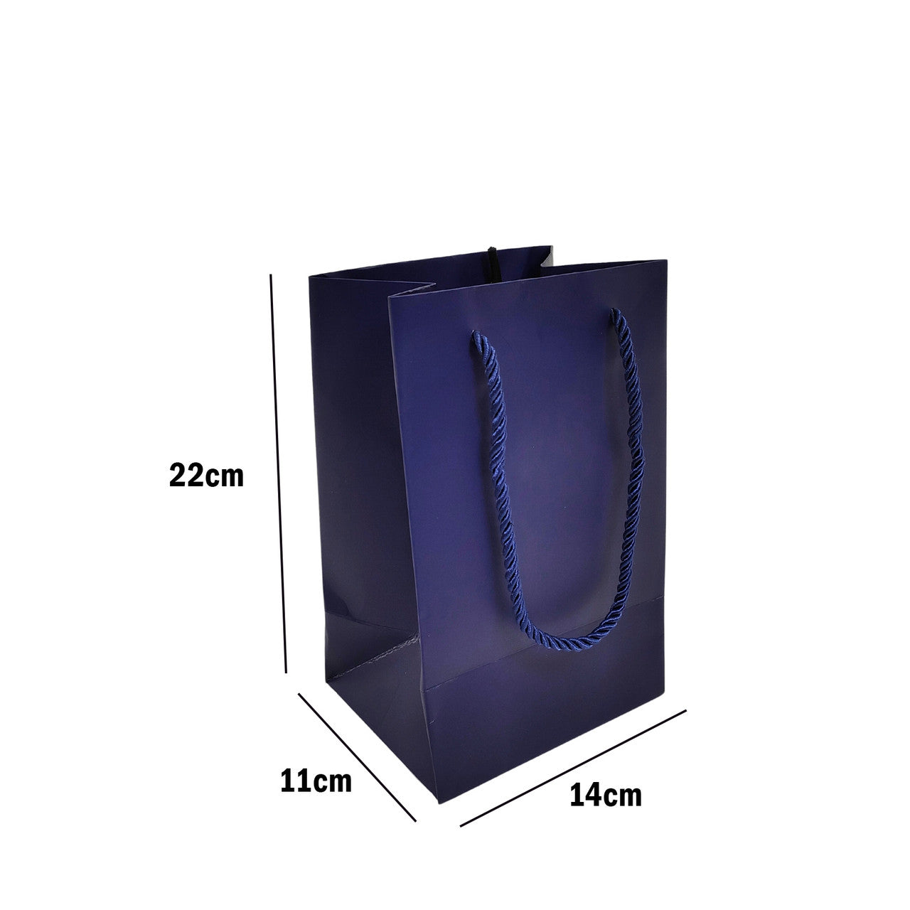 Blue Paper Carrier Bags with Rope Handles – Various Sizes and Matt Finishes