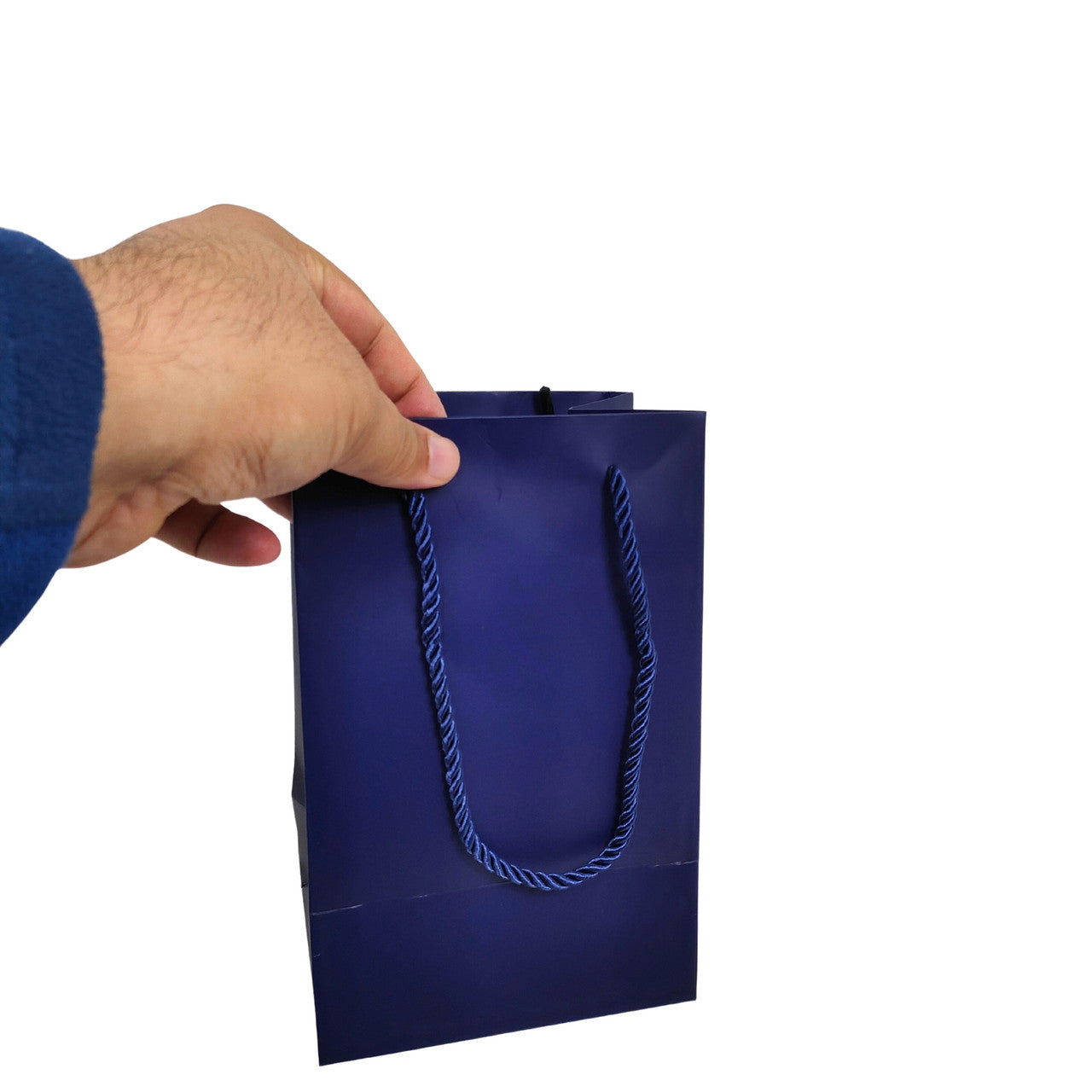 Blue Paper Carrier Bags with Rope Handles – Various Sizes and Matt Finishes