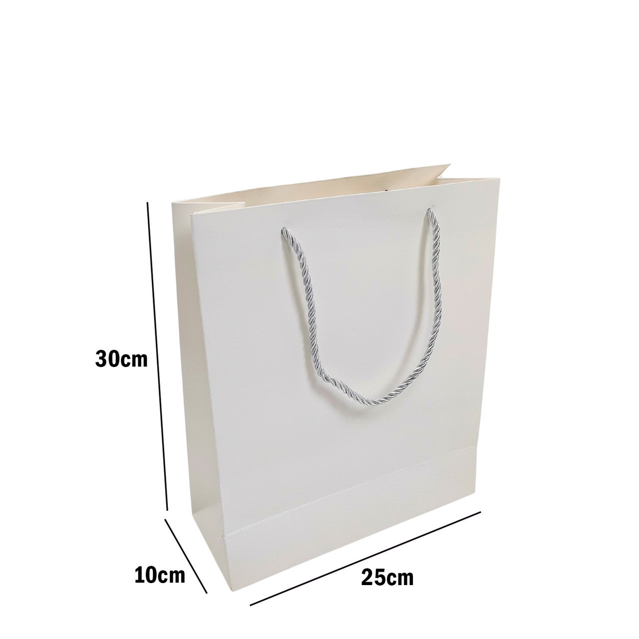 White Paper Carrier Bags with Rope Handles – Various Sizes and Matt Finishes