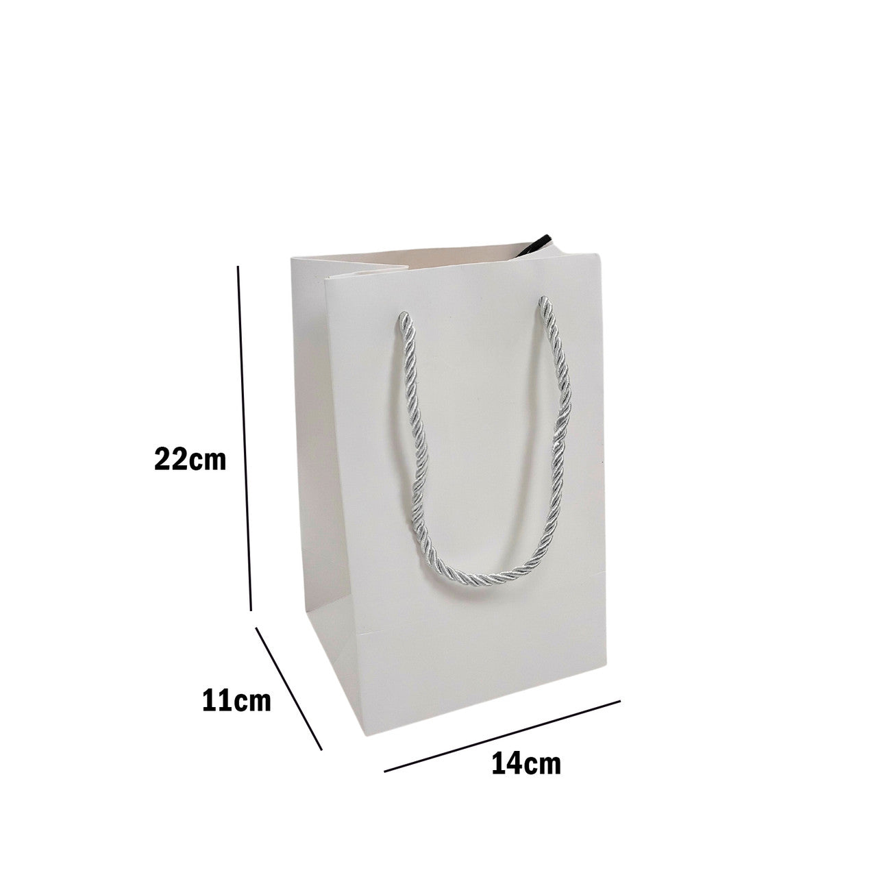 White Paper Carrier Bags with Rope Handles – Various Sizes and Matt Finishes