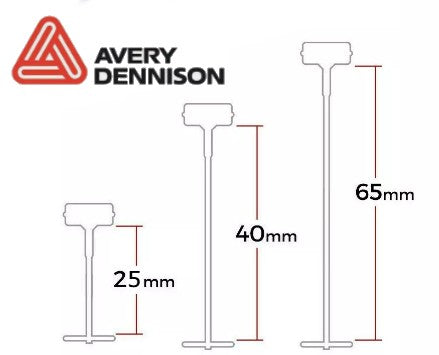 Avery Dennison High Quality Plastic Fastener Barbs – Durable Tagging Attachments 25mm, 40mm, 65mm