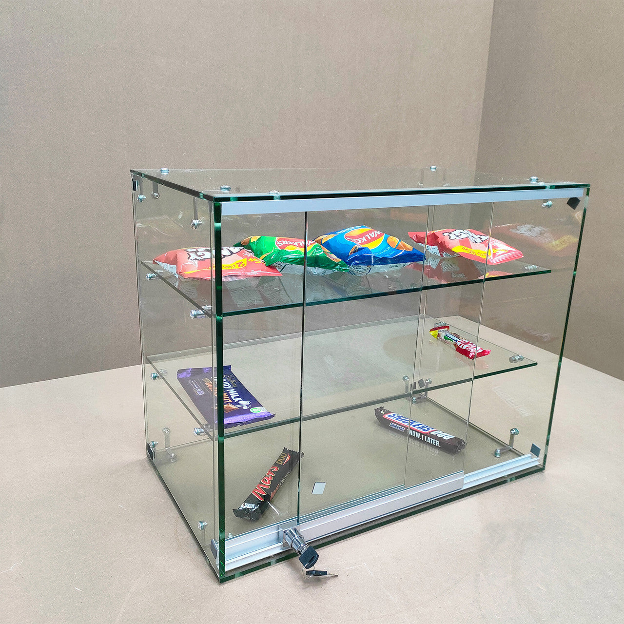 New Heavy Duty Countertop Ambient Glass Sweet Food Display Cabinet Case