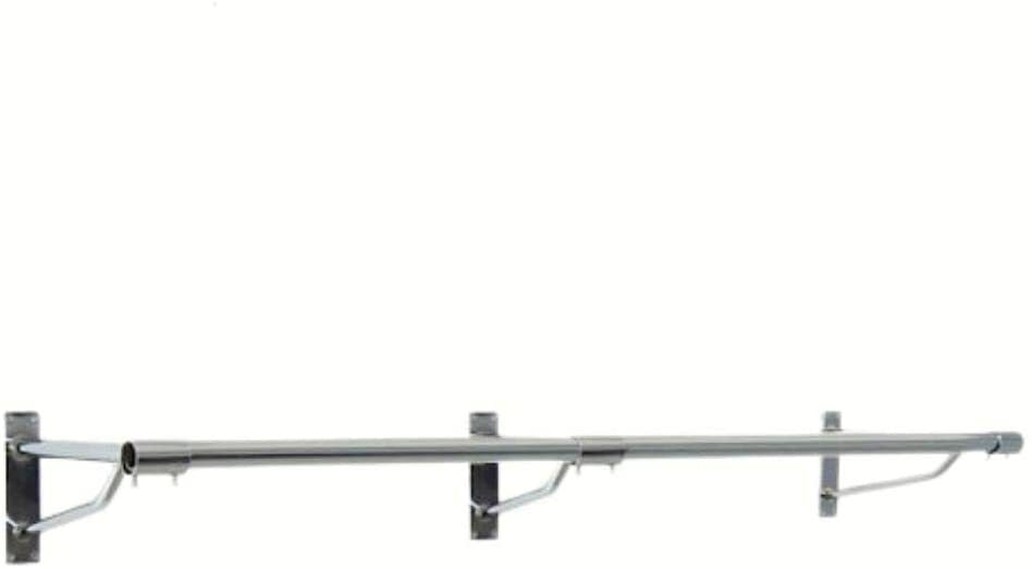 10ft Long Pole +3 Brackets +2 Plastic end Caps -Super Heavy Duty Chrome Plated Wall Mounted Garment Clothes Rail Hanging Shop Display Tubing Rack Diameter of Pole