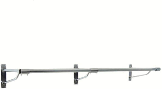 10ft Long Pole +3 Brackets +2 Plastic end Caps -Super Heavy Duty Chrome Plated Wall Mounted Garment Clothes Rail Hanging Shop Display Tubing Rack Diameter of Pole