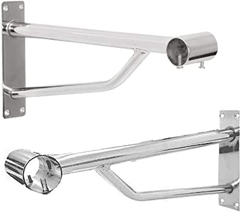 6ft Long Pole +3 Brackets+2 Plastic End Caps-Super Heavy Duty Chrome Plated Wall Mounted Garment Clothes Rail Hanging Shop Display Tubing Rack Diameter Of Pole