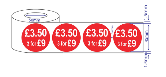 500 x45mm Red Price Adhesive Stickers - Quantity Discount
