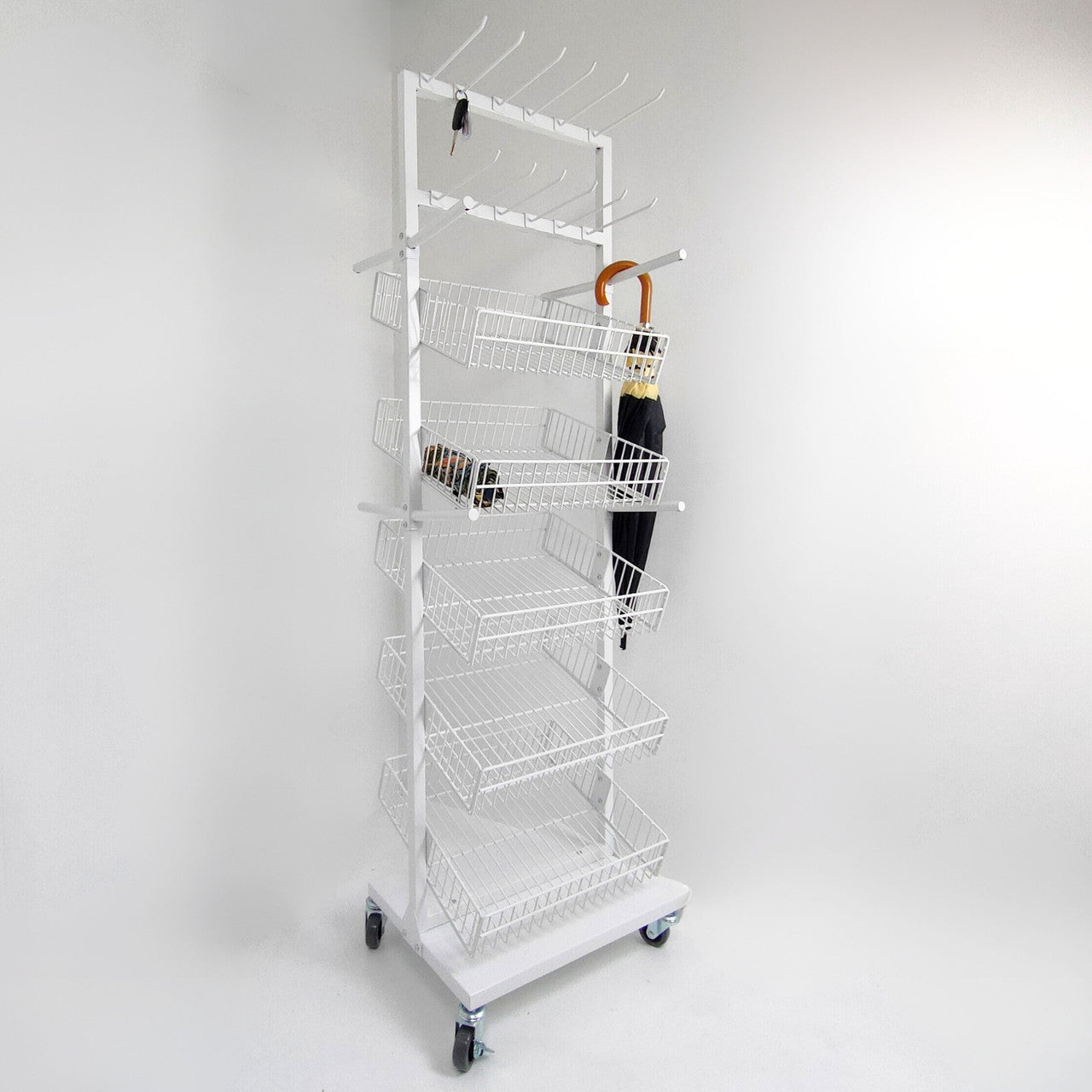 White Umbrella Stand Metal Floor Rack Display for Retail Stores keychain Stand