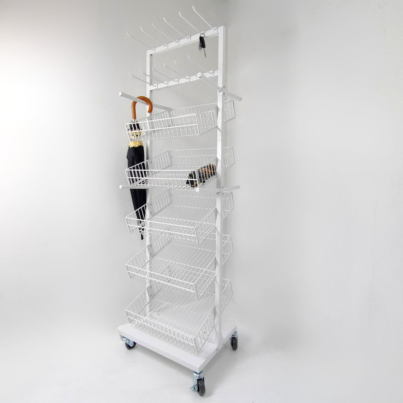 White Umbrella Stand Metal Floor Rack Display for Retail Stores keychain Stand