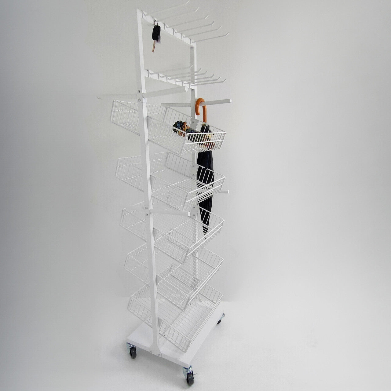 White Umbrella Stand Metal Floor Rack Display for Retail Stores keychain Stand