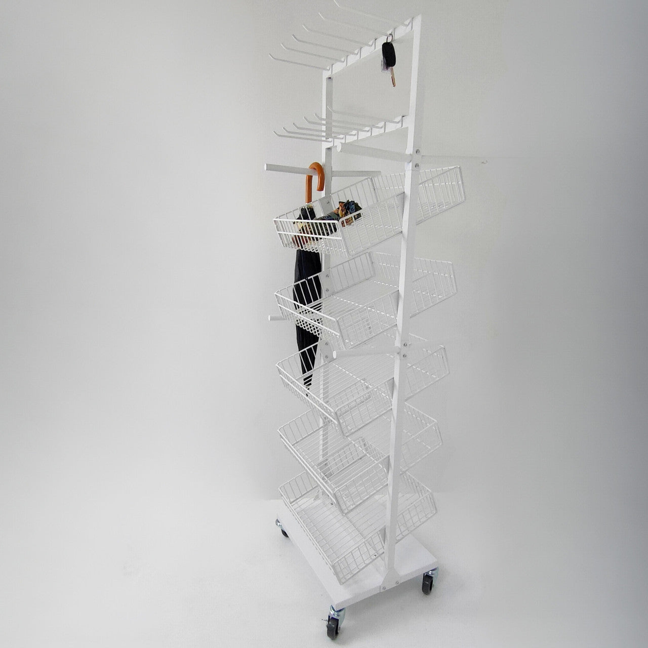White Umbrella Stand Metal Floor Rack Display for Retail Stores keychain Stand