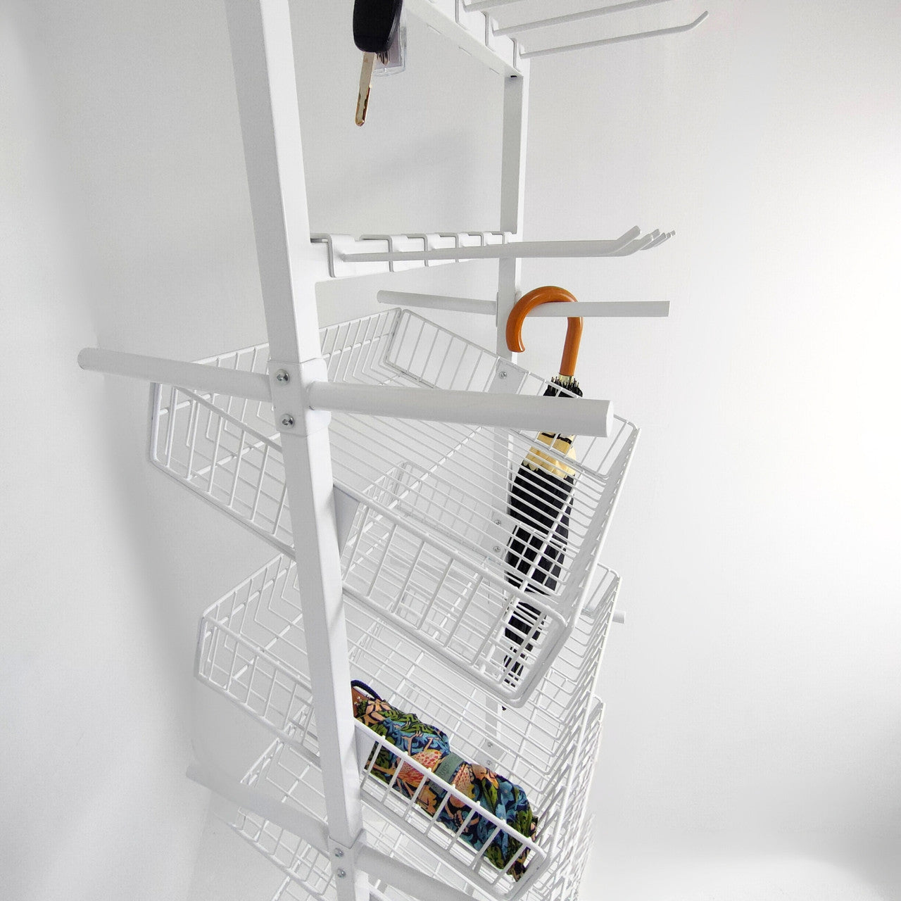White Umbrella Stand Metal Floor Rack Display for Retail Stores keychain Stand