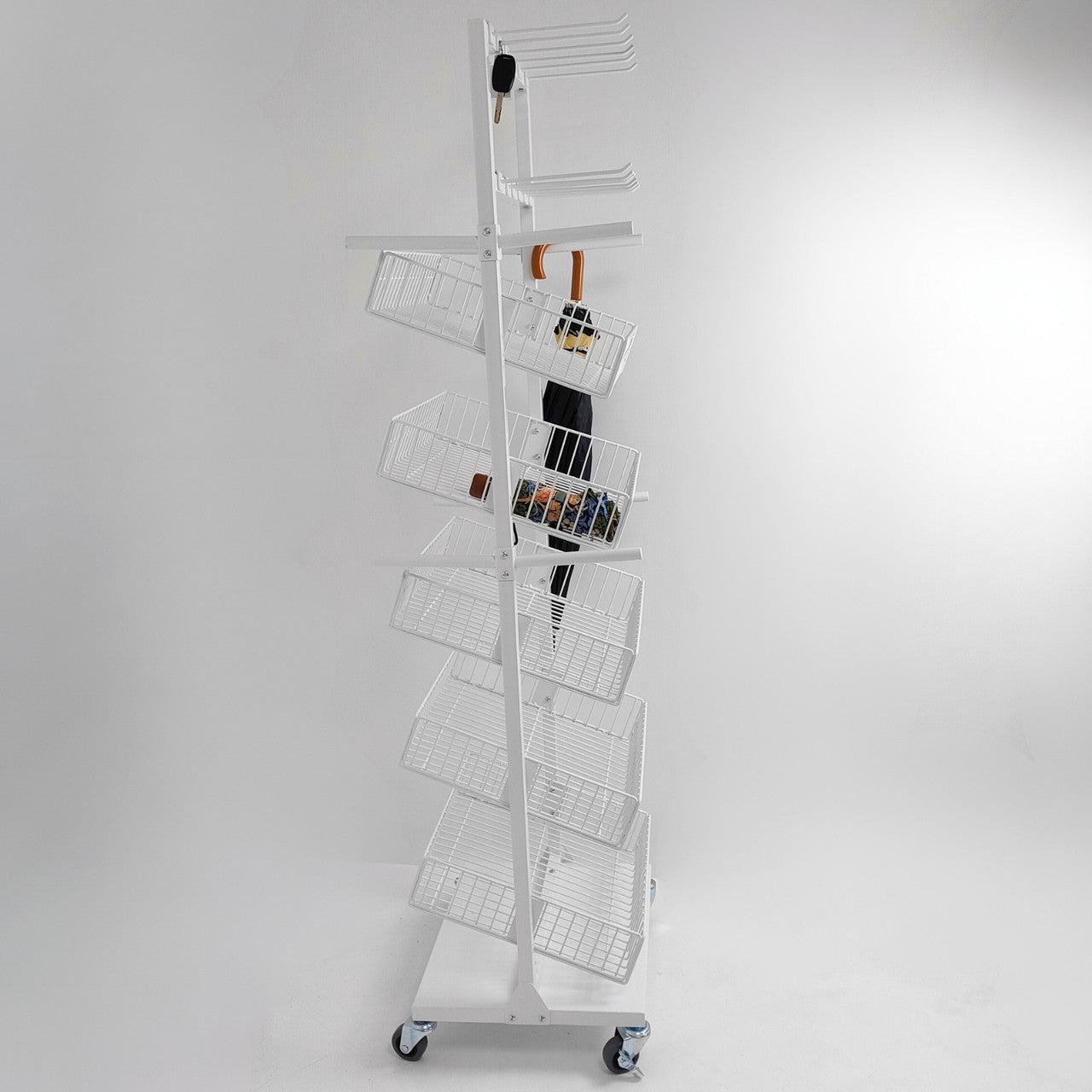 White Umbrella Stand Metal Floor Rack Display for Retail Stores keychain Stand