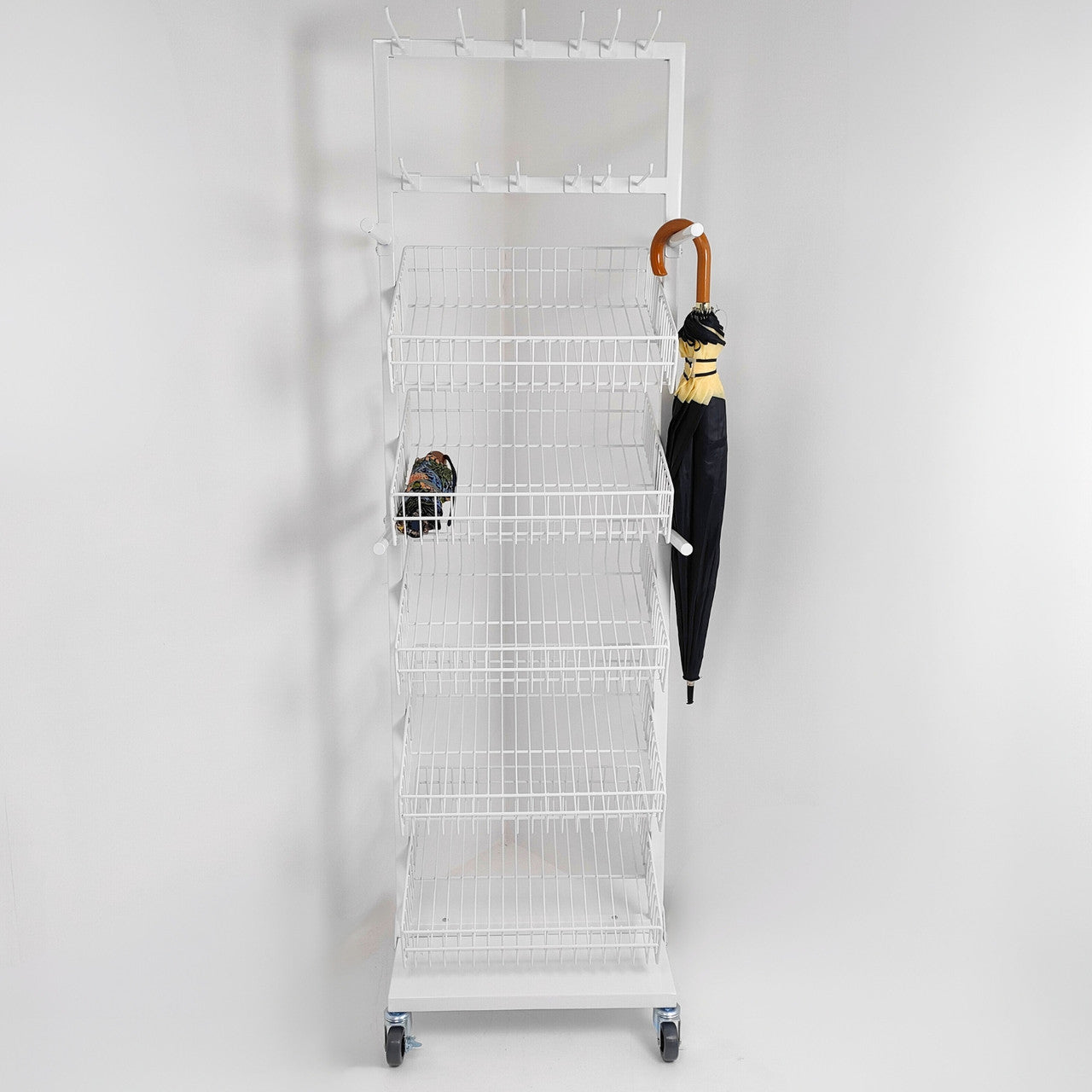 White Umbrella Stand Metal Floor Rack Display for Retail Stores keychain Stand