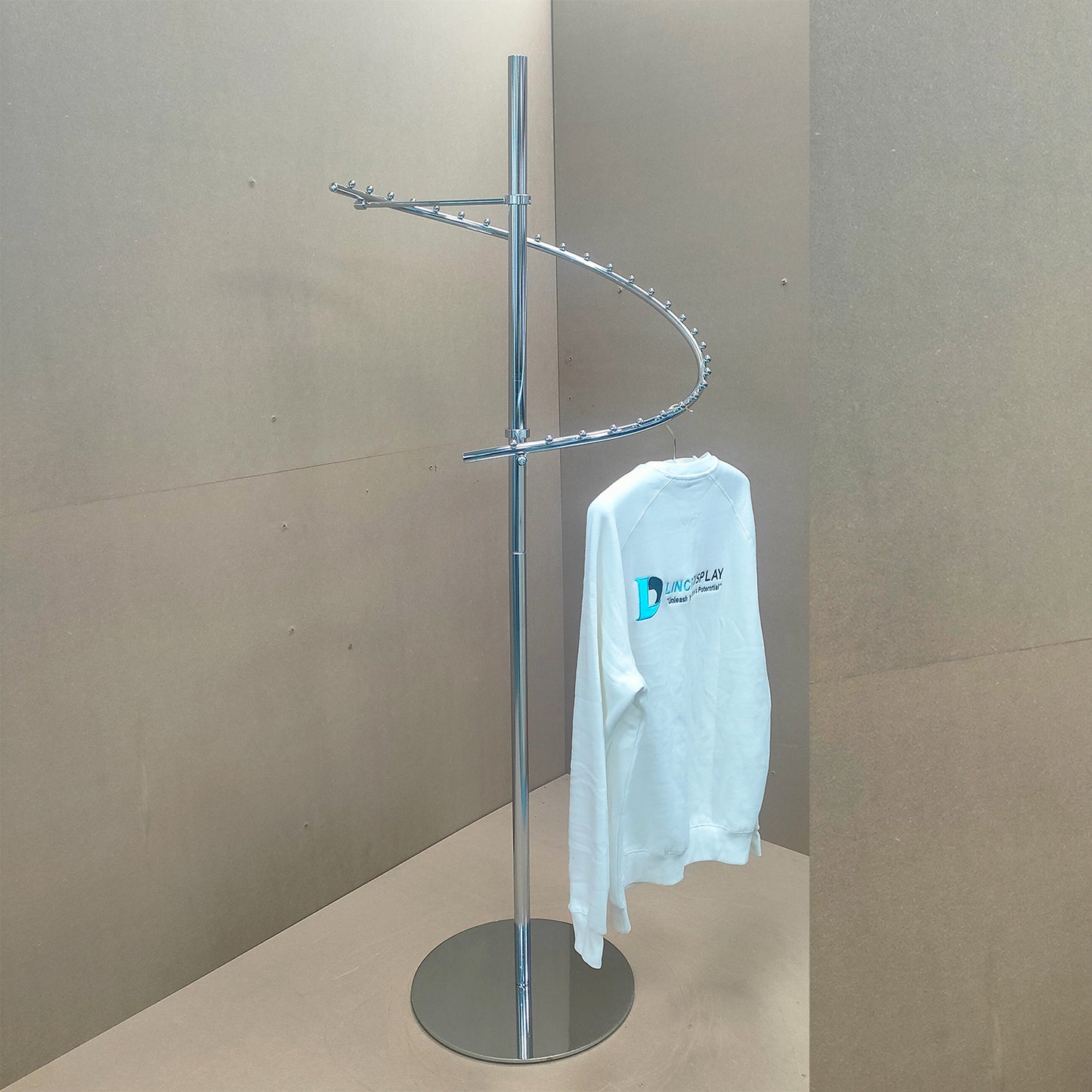 Chrome Spiral Clothes Rail Display Stand