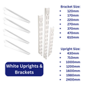 Twin Slot Shelving WHITE Uprights and Brackets Adjustable Strong Rack Wall Shelf