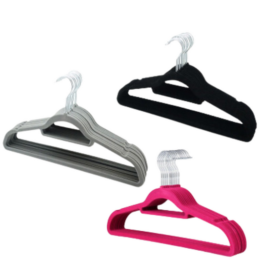 Non-slip Flocked Velvet Space Saving Coat Hangers, Trouser Bar