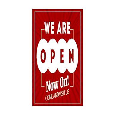 We Are Now Open Window Poster For Retail Displays - 110cm x 55cm